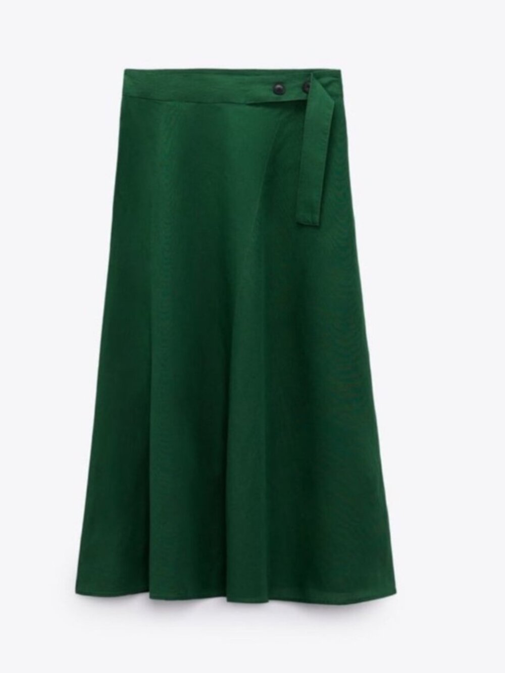 NWT Zara Emerald Green Midi Linen Skirt - XL